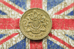 british pound on union jack background