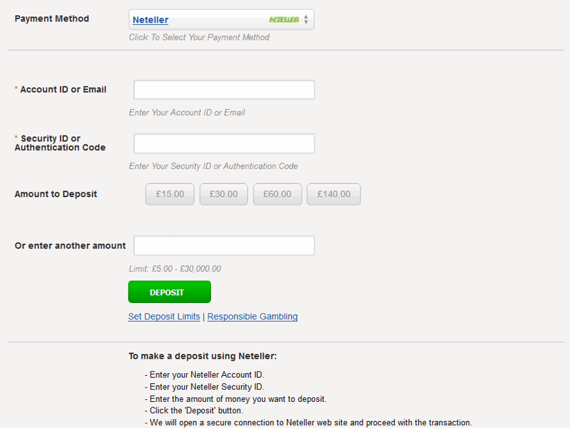 neteller example of how to deposit to a betting site