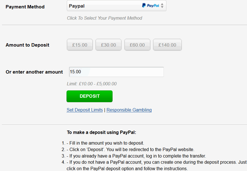 paypal example of how to deposit to a betting site