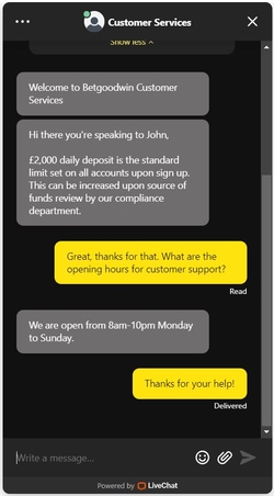BetGoodwin Customer Support