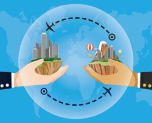 flying around world graphic