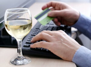 online payment with glass of wine