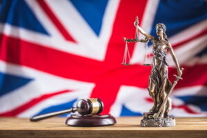 uk flag lady justice gavel