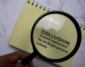 collusion word under magnifying glass