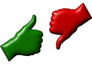 green tumbs up red thumbs down