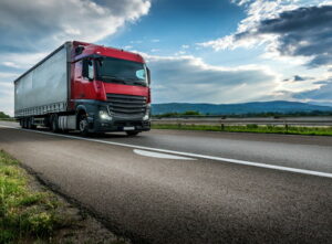 lorry driving on a road