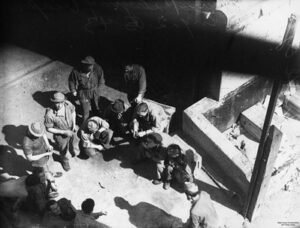 American soldiers playing street craps