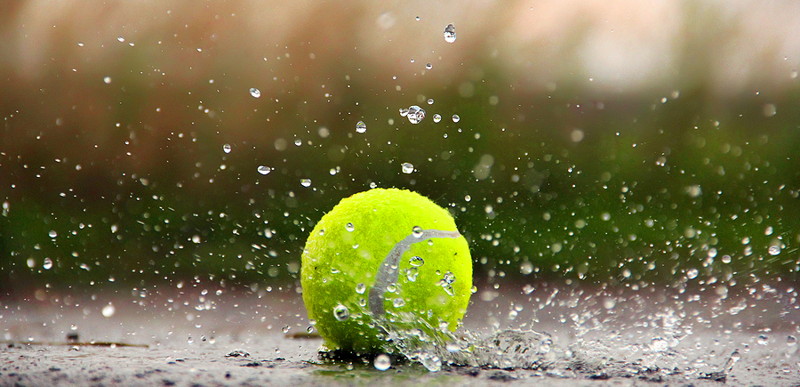 tennis ball in the rain