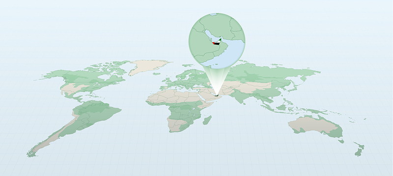world map highlighting uae