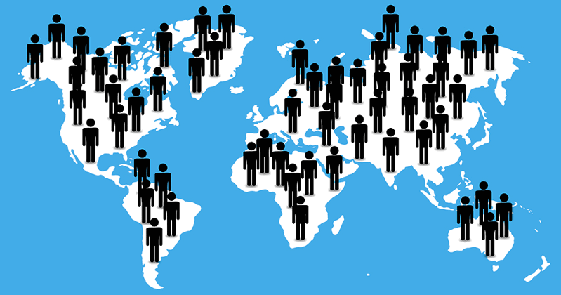 world map people figures all over