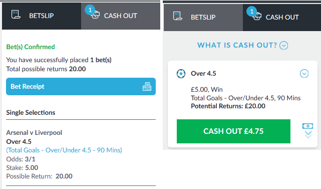 cash out example betvictor