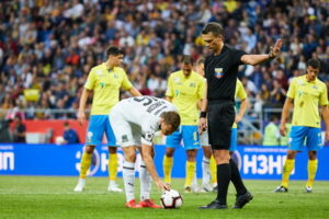 free kick signalled by referee