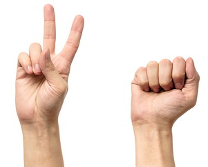 two nil with hands