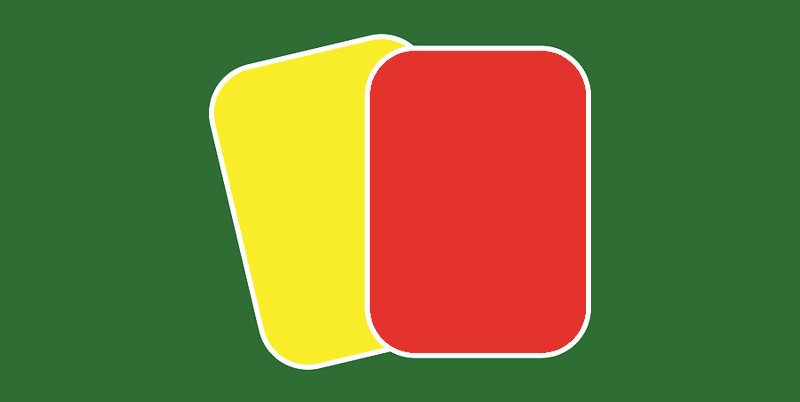 yellow red card green background