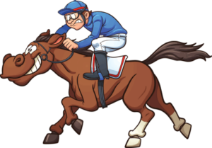 cartoon of a jockey on a horse