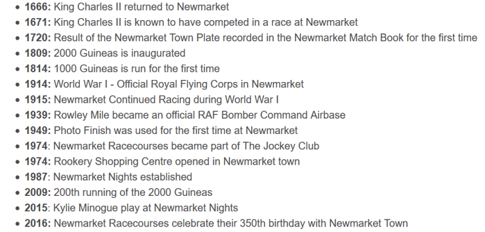 newmarket raccecourse history