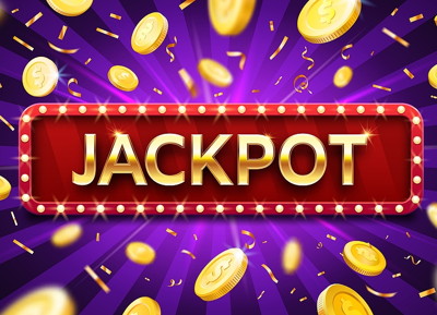 jackpot sign and money