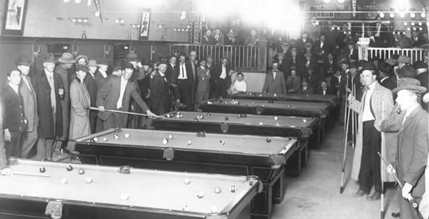 pool game old photograph