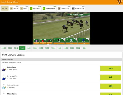 virtual horse race and betting console