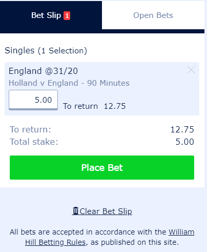 william hill single bet slip