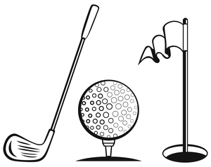 golf club ball and hole