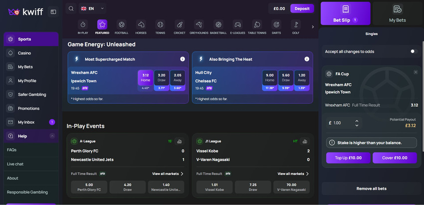 Kwiff Desktop Site 2026